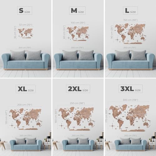 Enjoy The Wood Mapa Mundi Madera 3D Idea de Regalos para Viajeros Art Decoracion de Pared Mapamundi Panel 3D para Decoracion Casa y Oficina Pared Decorativa Mapa Regalo Casa Nueva (Oak, S)l