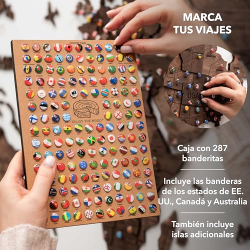 Enjoy The Wood Mapa Mundi Madera 3D Idea de Regalos para Viajeros Art Decoracion de Pared Mapamundi Panel 3D para Decoracion Casa y Oficina Pared Decorativa Mapa Regalo Casa Nueva (Oak, S)l