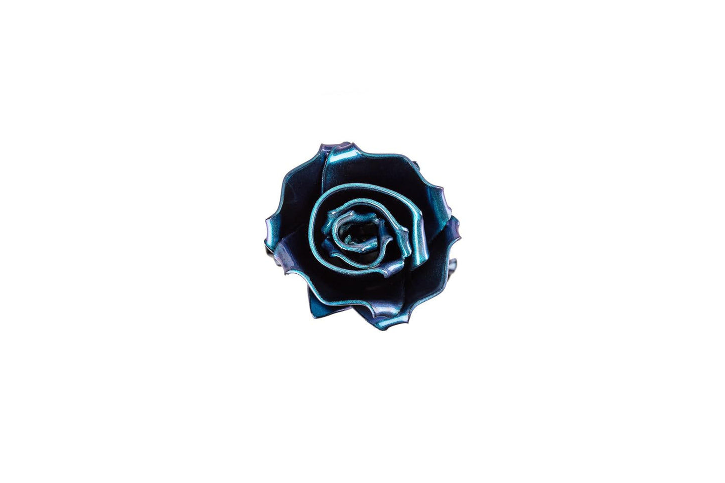 Forging Art Bcn® Rosa Eterna de Hierro Forjada a Mano - Regalo Día de la Madre, Sant Jordi, San Valentín, Bodas de hierro (6 aniversario) (Cian)