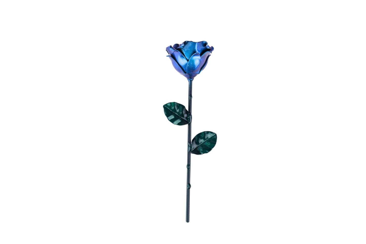 Forging Art Bcn® Rosa Eterna de Hierro Forjada a Mano - Regalo Día de la Madre, Sant Jordi, San Valentín, Bodas de hierro (6 aniversario) (Cian)