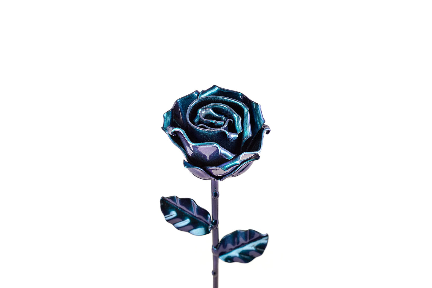 Forging Art Bcn® Rosa Eterna de Hierro Forjada a Mano - Regalo Día de la Madre, Sant Jordi, San Valentín, Bodas de hierro (6 aniversario) (Cian)