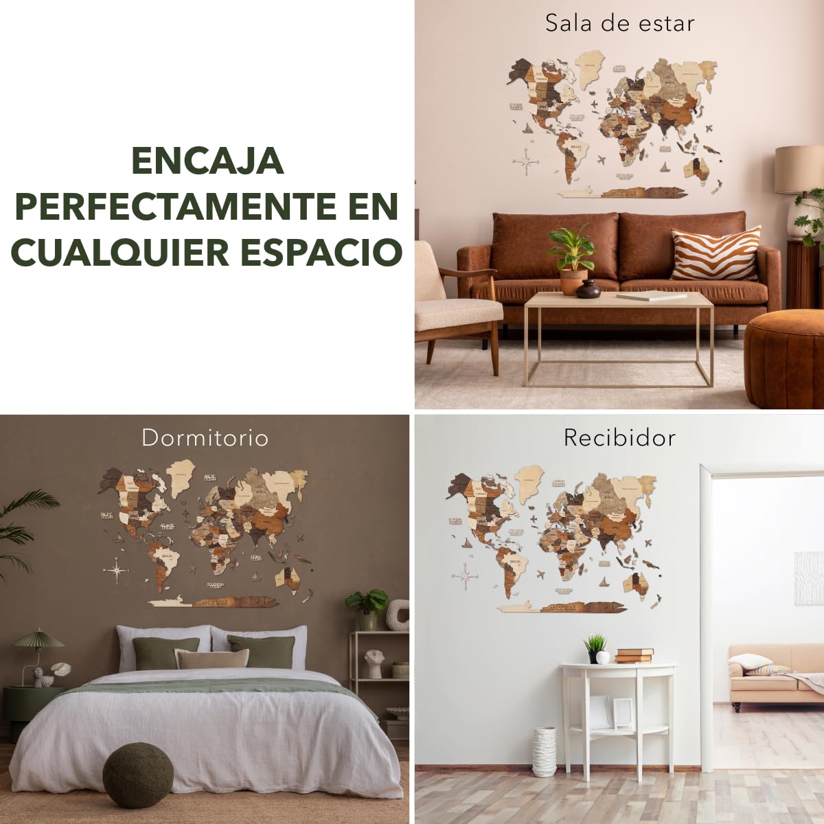 Enjoy The Wood Mapa Mundi Madera 3D Idea de Regalos para Viajeros Art Decoracion de Pared Mapamundi Panel 3D para Decoracion Casa y Oficina Pared Decorativa Mapa Regalo Casa Nueva (Oak, S)l