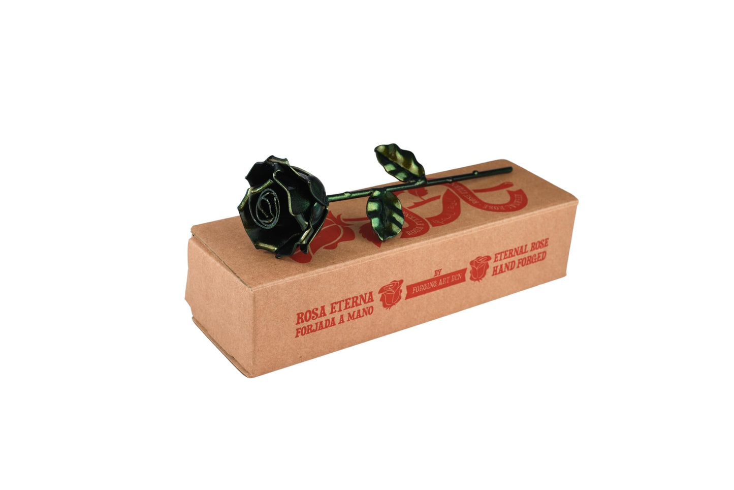 Forging Art Bcn® Rosa Eterna de Hierro Forjada a Mano - Regalo Día de la Madre, Sant Jordi, San Valentín, Bodas de hierro (6 aniversario) (Cian)