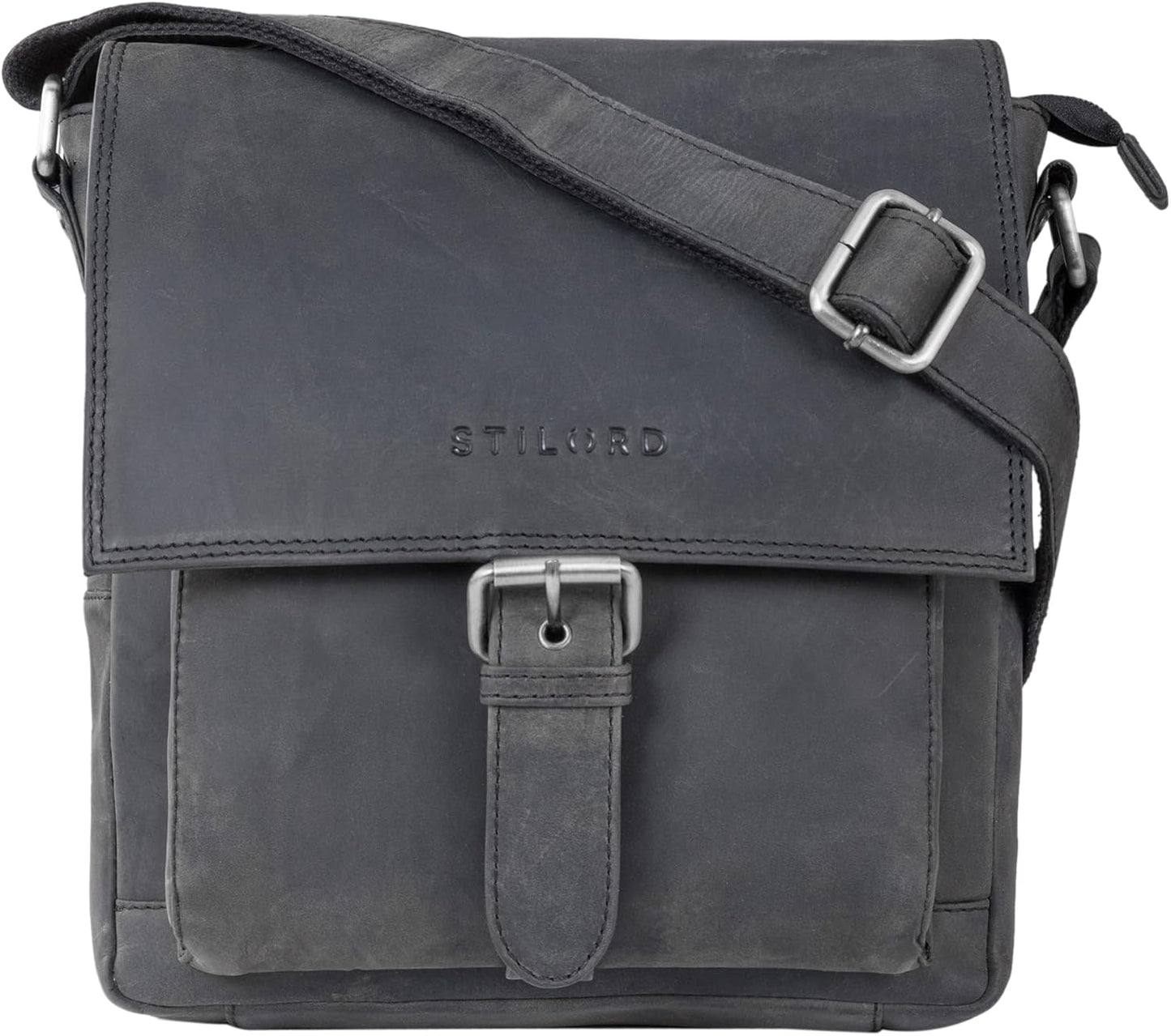 STILORD 'Nevio' Bolso de Hombre de Cuero | Pequeño Messenger Bag Elegante de Estilo Vintage | Bandolera para Tablet de 10.1 Pulgadas iPad en Piel Genuino