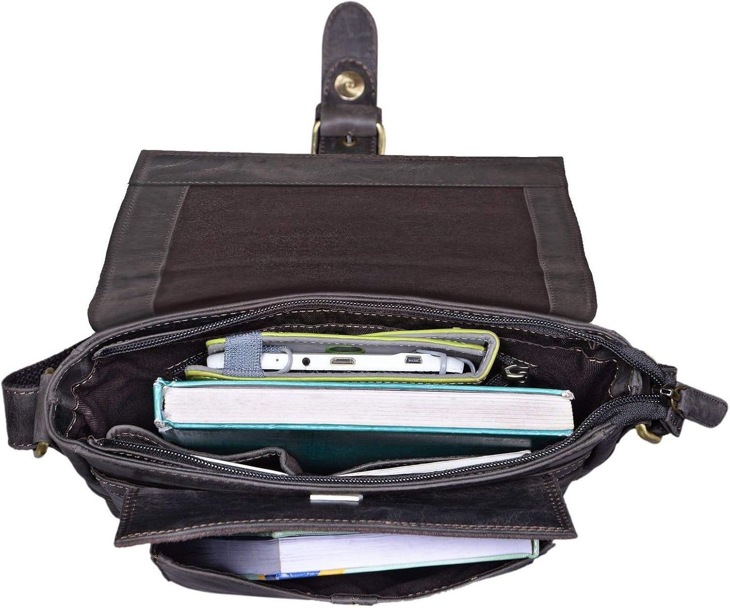 STILORD 'Nevio' Bolso de Hombre de Cuero | Pequeño Messenger Bag Elegante de Estilo Vintage | Bandolera para Tablet de 10.1 Pulgadas iPad en Piel Genuino