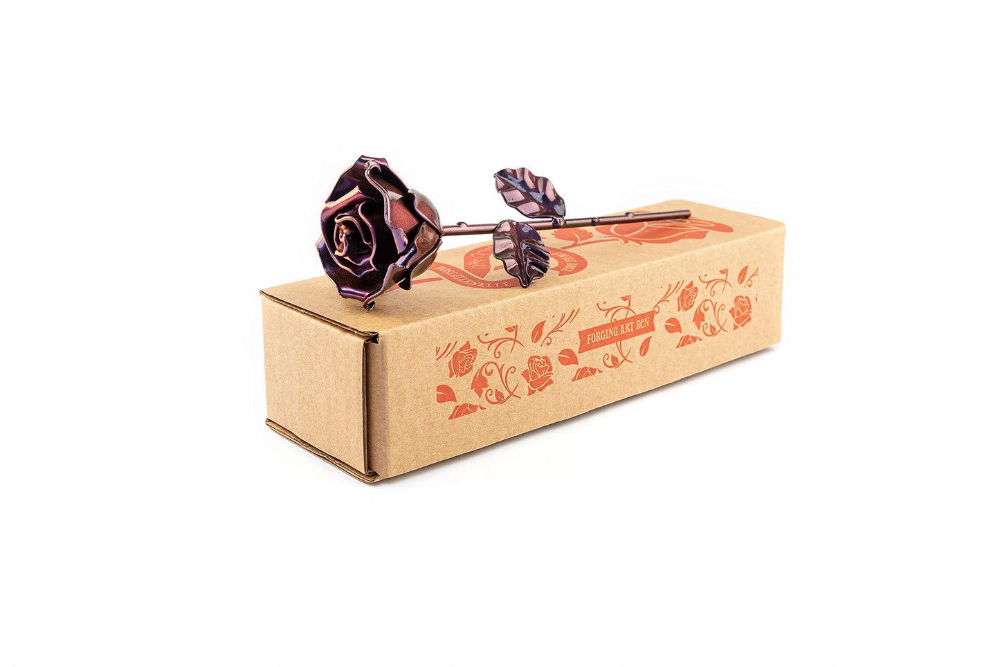 Forging Art Bcn® Rosa Eterna de Hierro Forjada a Mano - Regalo Día de la Madre, Sant Jordi, San Valentín, Bodas de hierro (6 aniversario) (Cian)