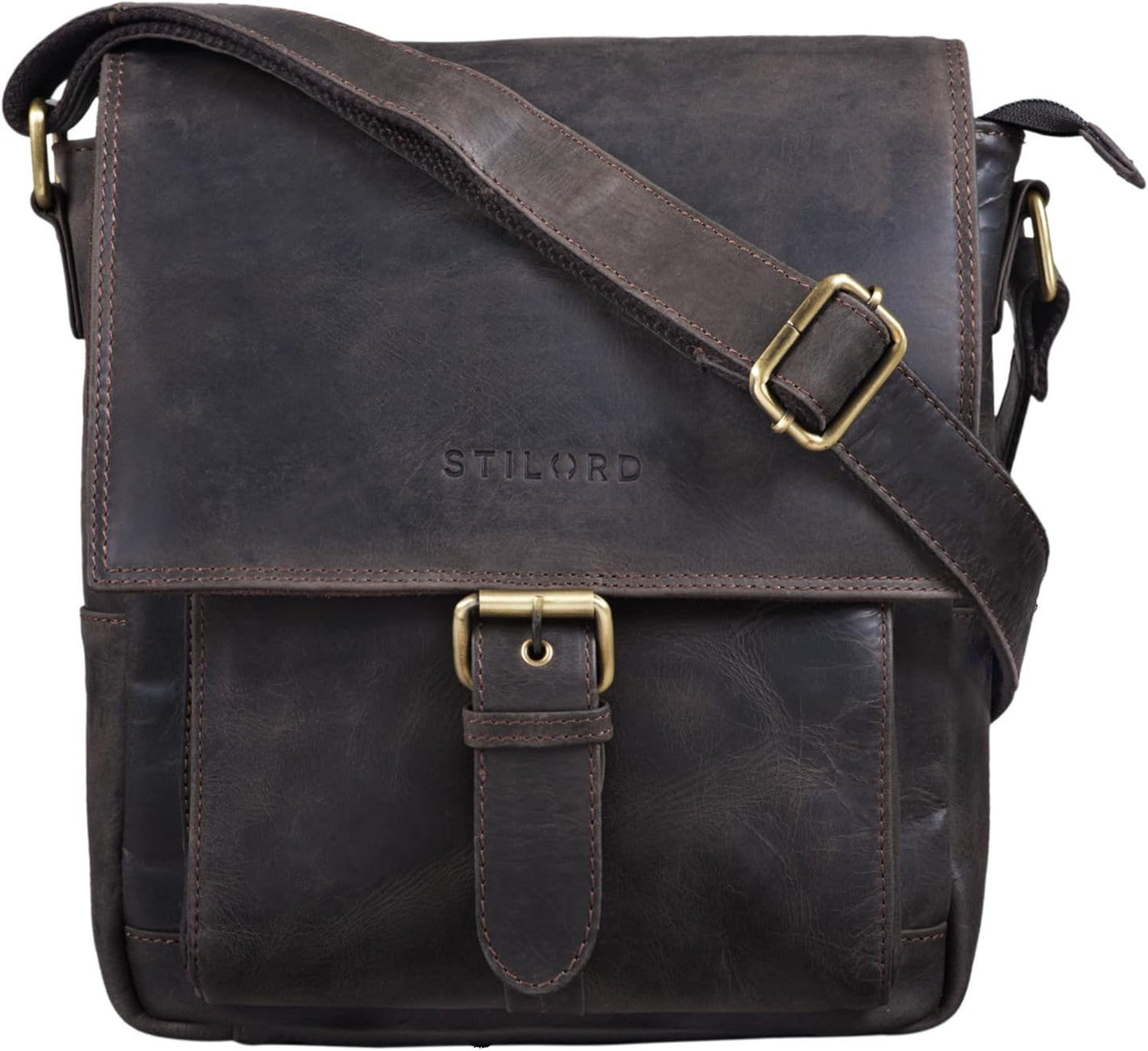 STILORD 'Nevio' Bolso de Hombre de Cuero | Pequeño Messenger Bag Elegante de Estilo Vintage | Bandolera para Tablet de 10.1 Pulgadas iPad en Piel Genuino