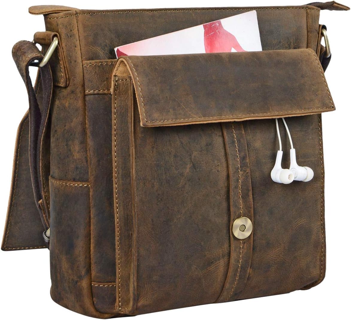 STILORD 'Nevio' Bolso de Hombre de Cuero | Pequeño Messenger Bag Elegante de Estilo Vintage | Bandolera para Tablet de 10.1 Pulgadas iPad en Piel Genuino