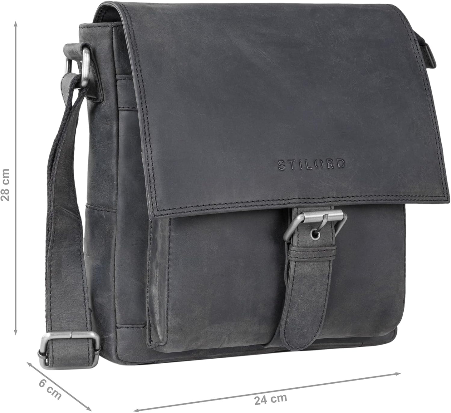 STILORD 'Nevio' Bolso de Hombre de Cuero | Pequeño Messenger Bag Elegante de Estilo Vintage | Bandolera para Tablet de 10.1 Pulgadas iPad en Piel Genuino