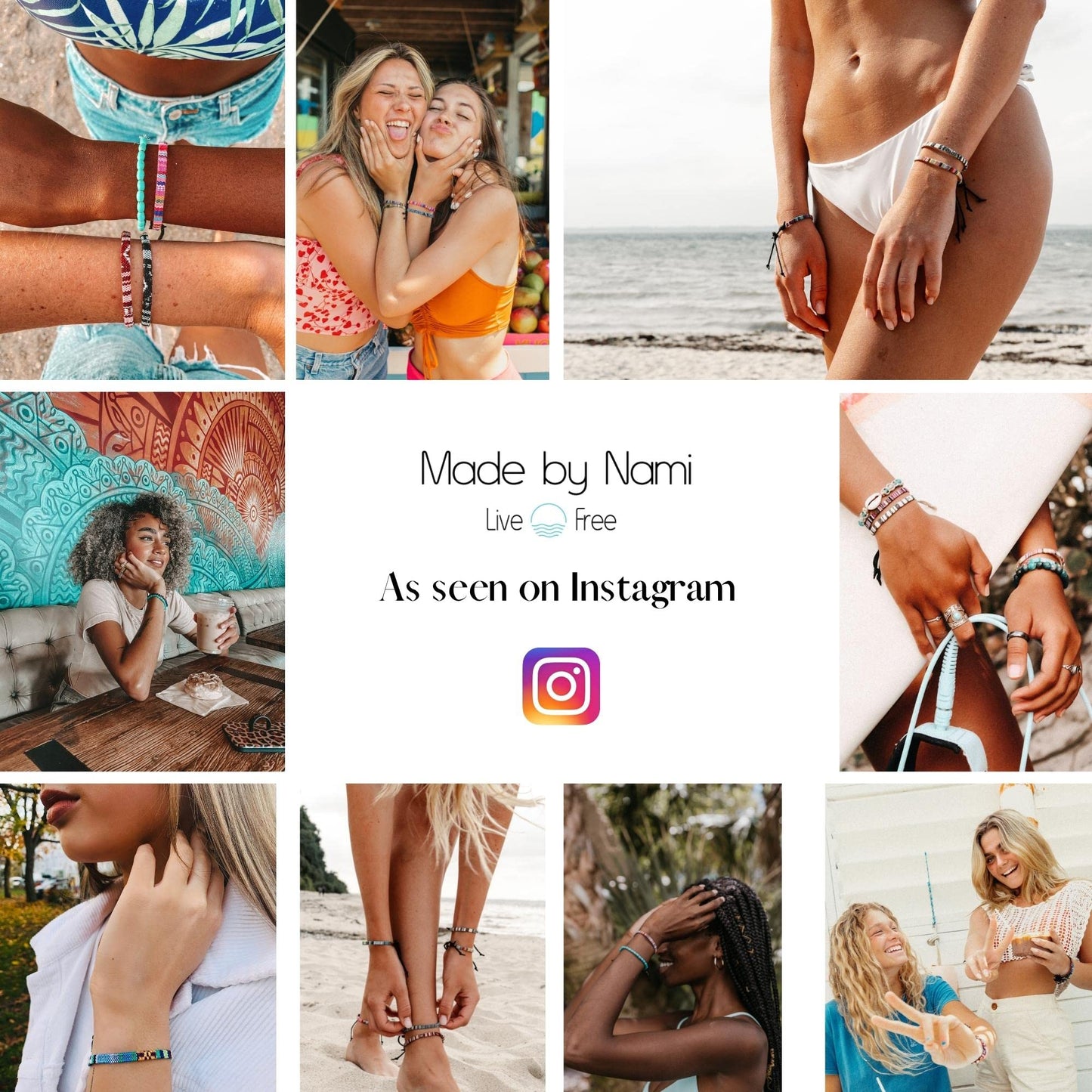 Made by Nami Pulsera Boho Surfer para Mujer y Hombre - Accesorios para Fiestas y de Playa - Hechos a Mano - 100% Resistente al Agua y Ajustable (Amarillo)