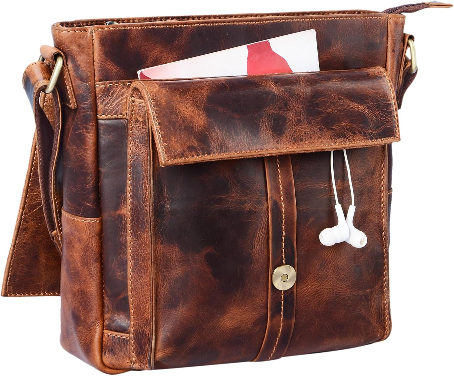 STILORD 'Nevio' Bolso de Hombre de Cuero | Pequeño Messenger Bag Elegante de Estilo Vintage | Bandolera para Tablet de 10.1 Pulgadas iPad en Piel Genuino