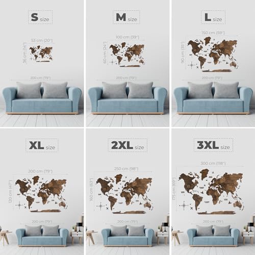 Enjoy The Wood Mapa Mundi Madera 3D Idea de Regalos para Viajeros Art Decoracion de Pared Mapamundi Panel 3D para Decoracion Casa y Oficina Pared Decorativa Mapa Regalo Casa Nueva (Oak, S)l