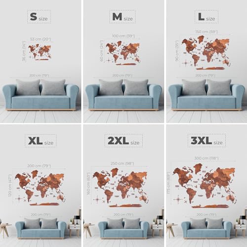 Enjoy The Wood Mapa Mundi Madera 3D Idea de Regalos para Viajeros Art Decoracion de Pared Mapamundi Panel 3D para Decoracion Casa y Oficina Pared Decorativa Mapa Regalo Casa Nueva (Oak, S)l