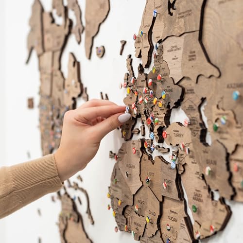 Enjoy The Wood Mapa Mundi Madera 3D Idea de Regalos para Viajeros Art Decoracion de Pared Mapamundi Panel 3D para Decoracion Casa y Oficina Pared Decorativa Mapa Regalo Casa Nueva (Oak, S)l