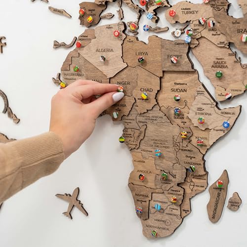 Enjoy The Wood Mapa Mundi Madera 3D Idea de Regalos para Viajeros Art Decoracion de Pared Mapamundi Panel 3D para Decoracion Casa y Oficina Pared Decorativa Mapa Regalo Casa Nueva (Oak, S)l