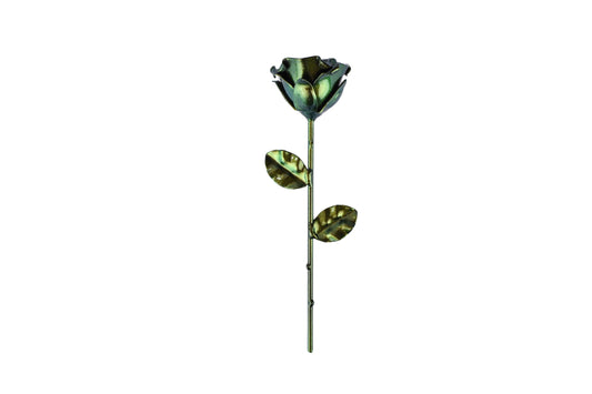 Forging Art Bcn® Rosa Eterna de Hierro Forjada a Mano - Regalo Día de la Madre, Sant Jordi, San Valentín, Bodas de hierro (6 aniversario) (Cian)