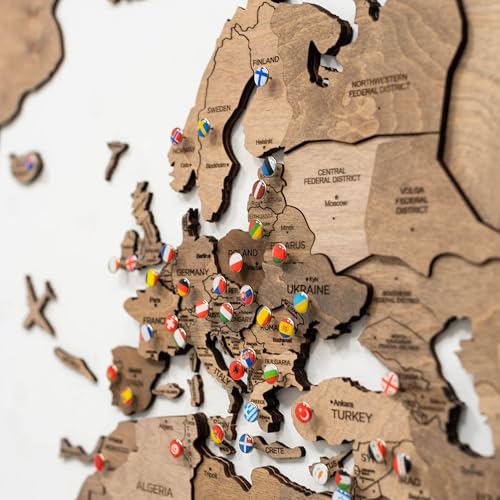 Enjoy The Wood Mapa Mundi Madera 3D Idea de Regalos para Viajeros Art Decoracion de Pared Mapamundi Panel 3D para Decoracion Casa y Oficina Pared Decorativa Mapa Regalo Casa Nueva (Oak, S)l