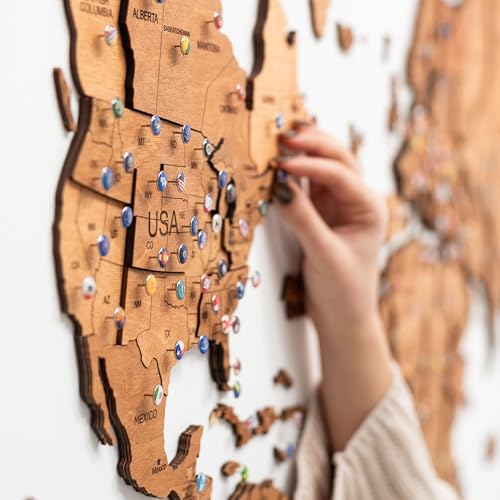 Enjoy The Wood Mapa Mundi Madera 3D Idea de Regalos para Viajeros Art Decoracion de Pared Mapamundi Panel 3D para Decoracion Casa y Oficina Pared Decorativa Mapa Regalo Casa Nueva (Oak, S)l