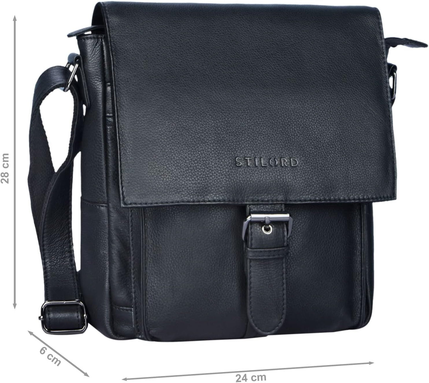 STILORD 'Nevio' Bolso de Hombre de Cuero | Pequeño Messenger Bag Elegante de Estilo Vintage | Bandolera para Tablet de 10.1 Pulgadas iPad en Piel Genuino