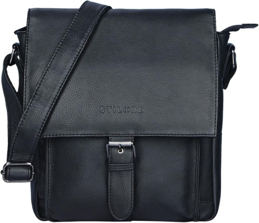 STILORD 'Nevio' Bolso de Hombre de Cuero | Pequeño Messenger Bag Elegante de Estilo Vintage | Bandolera para Tablet de 10.1 Pulgadas iPad en Piel Genuino
