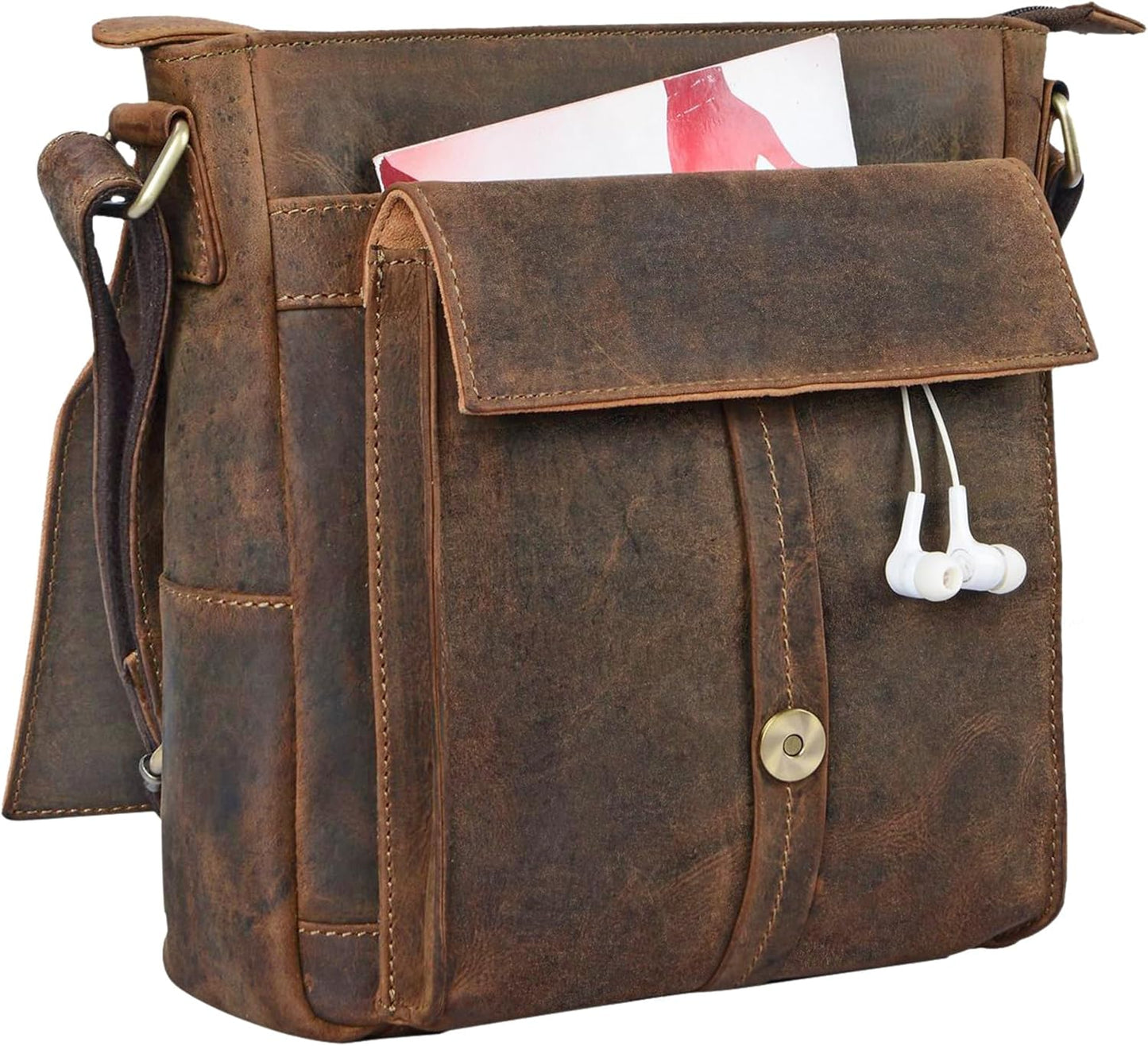 STILORD 'Nevio' Bolso de Hombre de Cuero | Pequeño Messenger Bag Elegante de Estilo Vintage | Bandolera para Tablet de 10.1 Pulgadas iPad en Piel Genuino