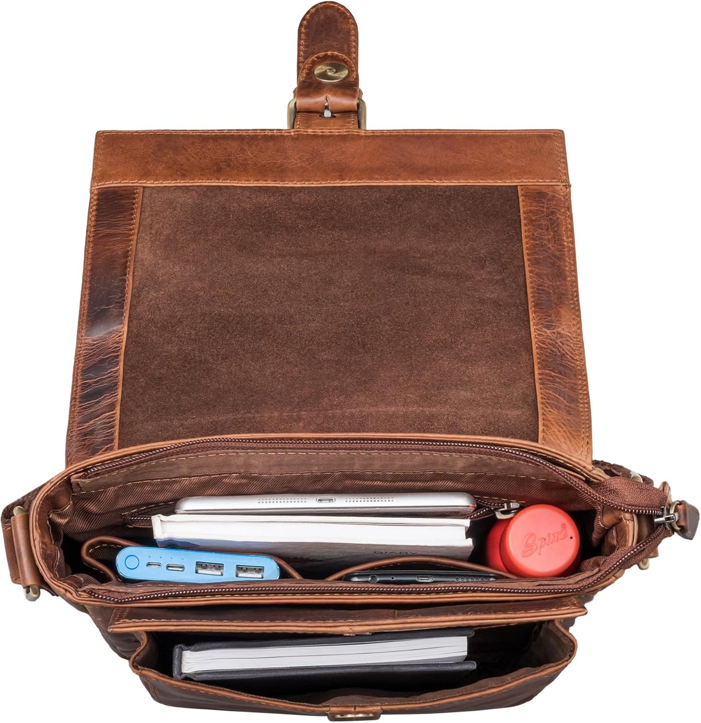 STILORD 'Nevio' Bolso de Hombre de Cuero | Pequeño Messenger Bag Elegante de Estilo Vintage | Bandolera para Tablet de 10.1 Pulgadas iPad en Piel Genuino